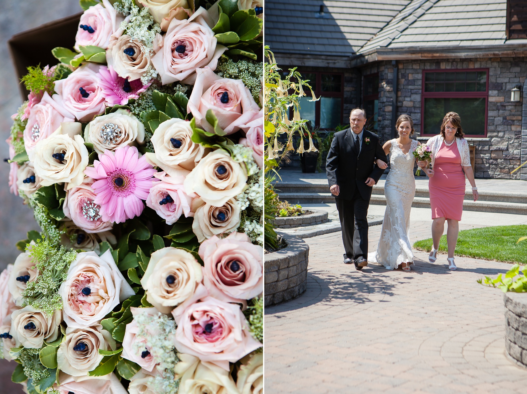Ben and Lachelle's classy blush pink and navy blue outdoor summer wedding
