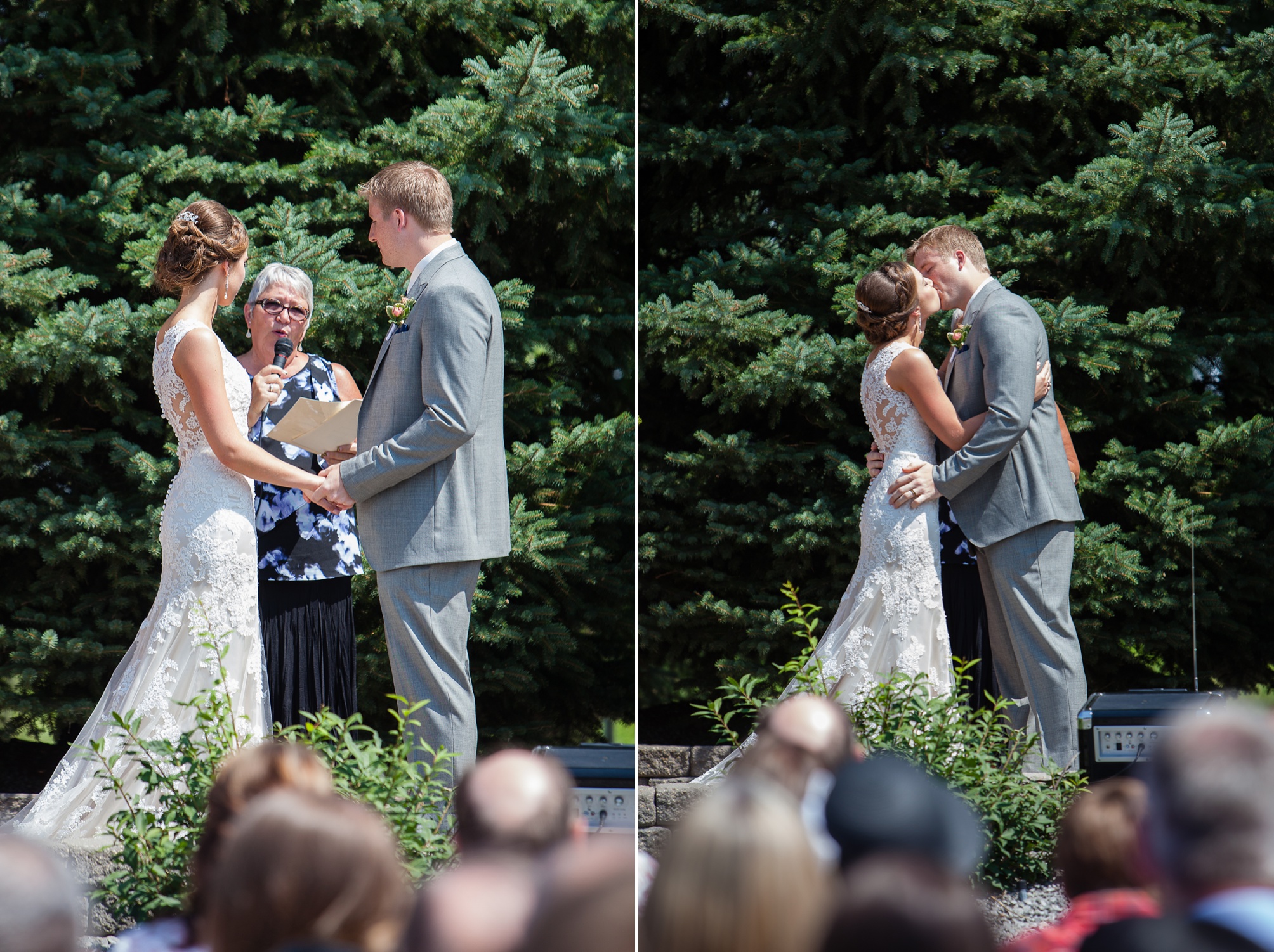 Ben and Lachelle's classy blush pink and navy blue outdoor summer wedding