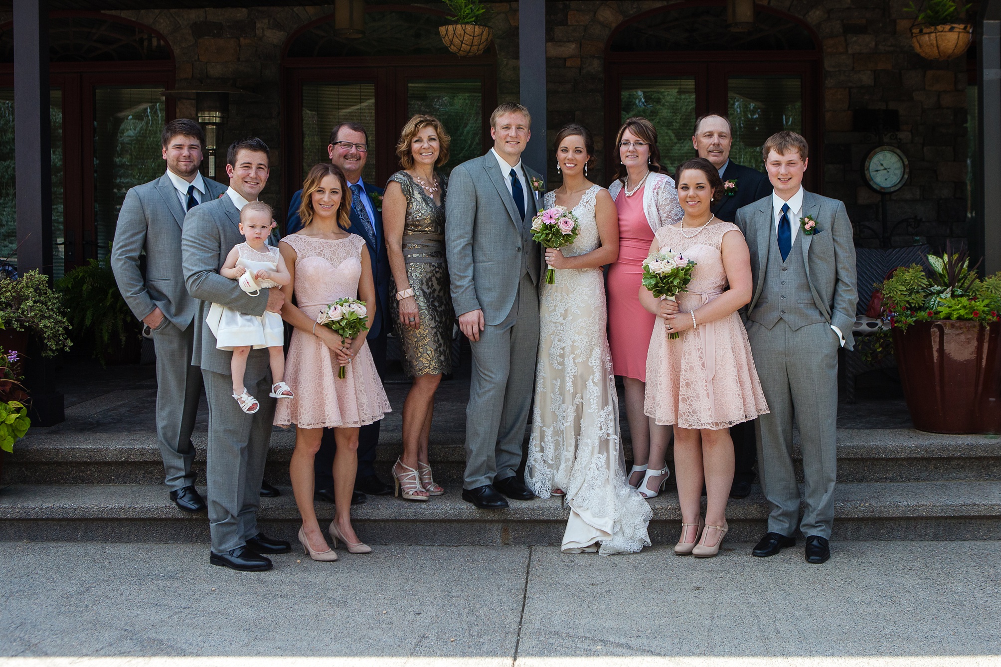 Ben and Lachelle's classy blush pink and navy blue outdoor summer wedding