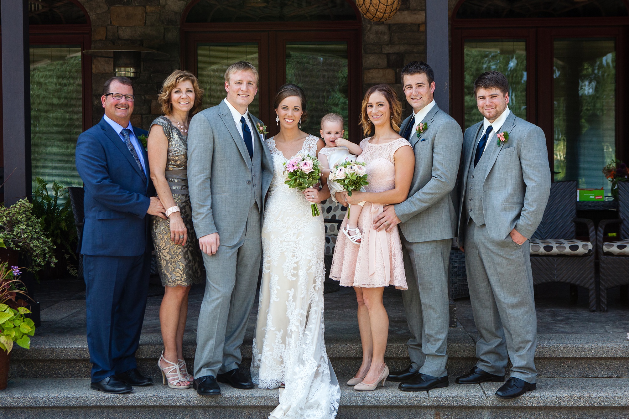 Ben and Lachelle's classy blush pink and navy blue outdoor summer wedding