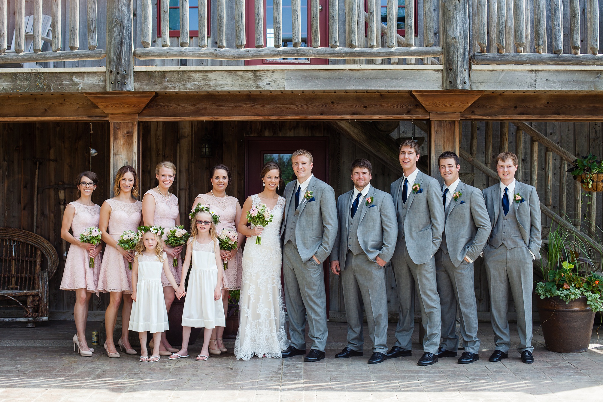 Ben and Lachelle's classy blush pink and navy blue outdoor summer wedding