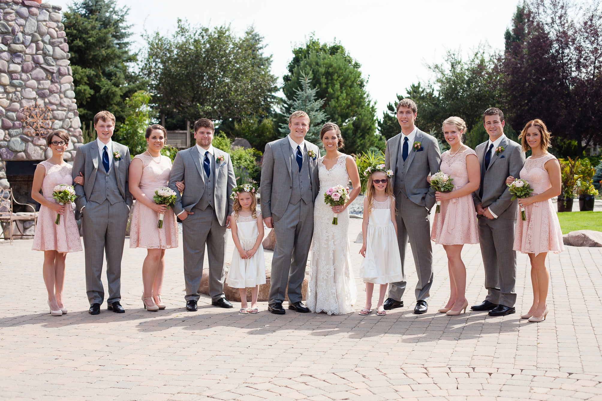 Ben and Lachelle's classy blush pink and navy blue outdoor summer wedding