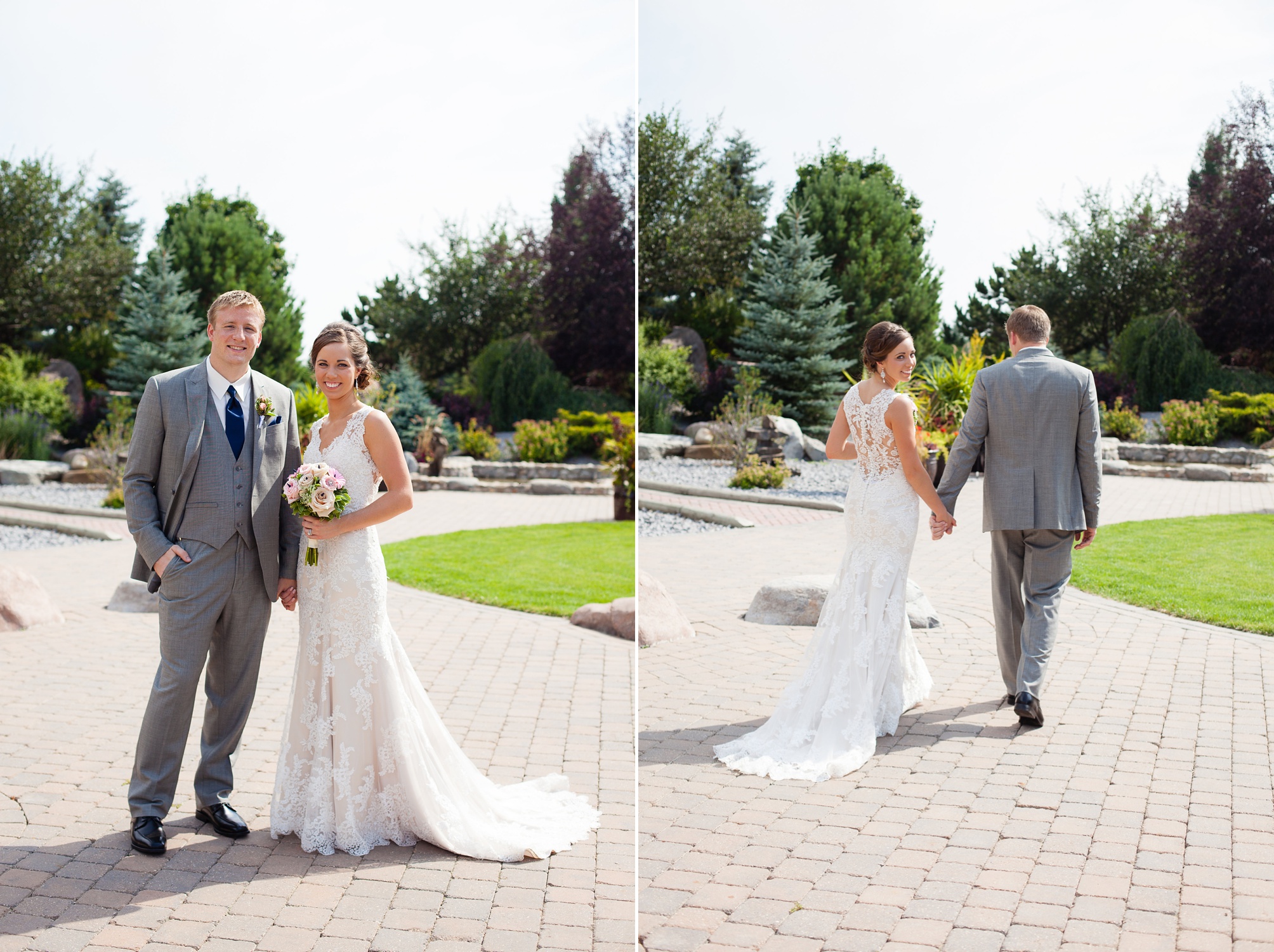 Ben and Lachelle's classy blush pink and navy blue outdoor summer wedding