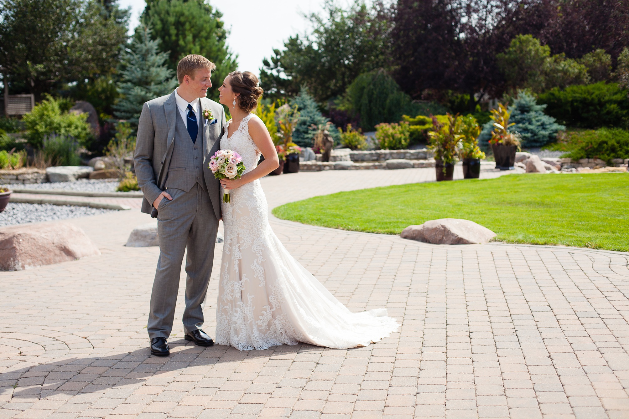 Ben and Lachelle's classy blush pink and navy blue outdoor summer wedding