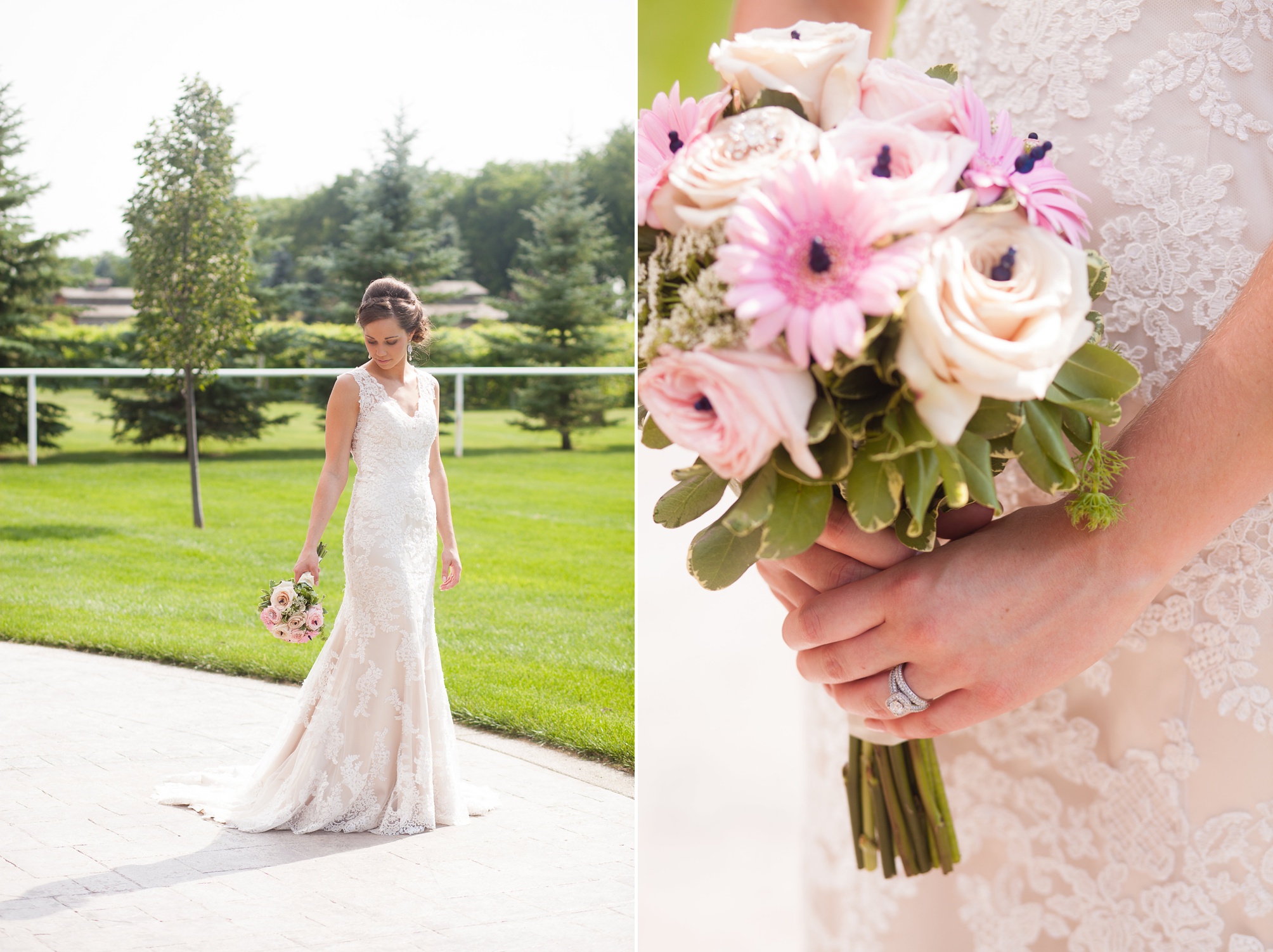 Ben and Lachelle's classy blush pink and navy blue outdoor summer wedding