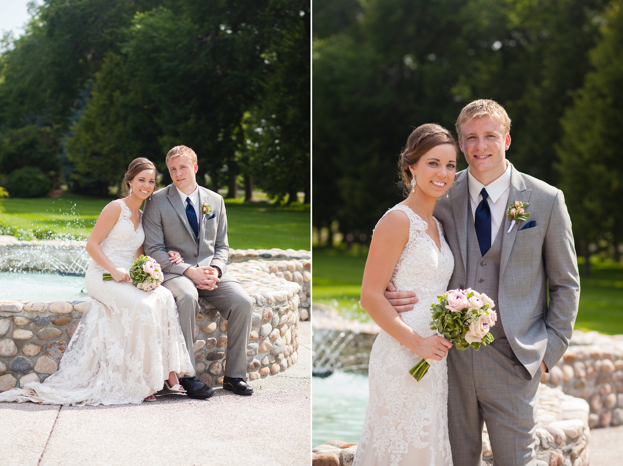 Ben and Lachelle's classy blush pink and navy blue outdoor summer wedding at Valhalla in Taber