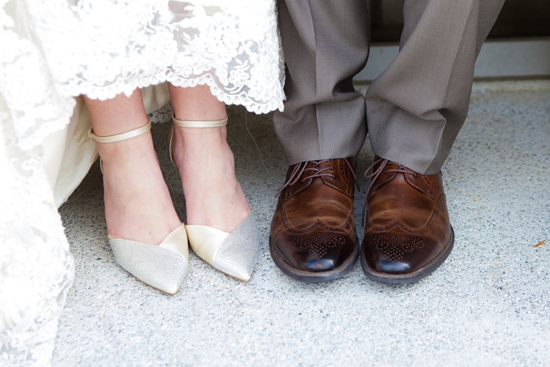 Ankle strap heels, pointy toe heels, white lace dress, grey suit, Southern Alberta wedding