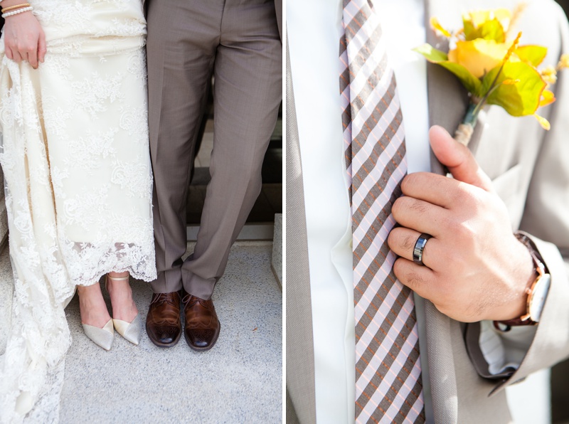 Ankle strap heels, pointy toe heels, white lace dress, grey suit, Southern Alberta wedding, Tungsten wedding ring