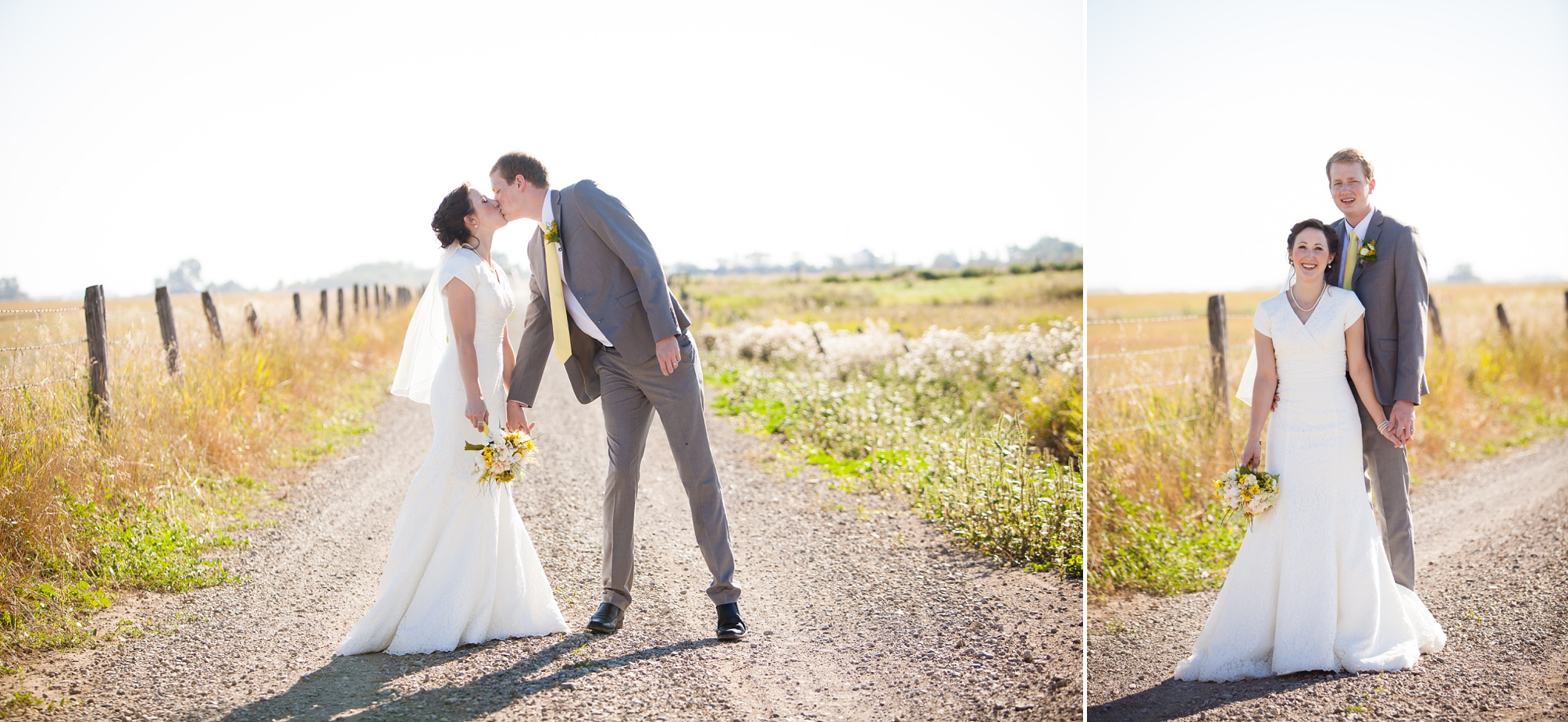 Nathan and Tannis' Cardston yellow and grey springtime Cardston temple wedding, by Kinsey Holt Photography