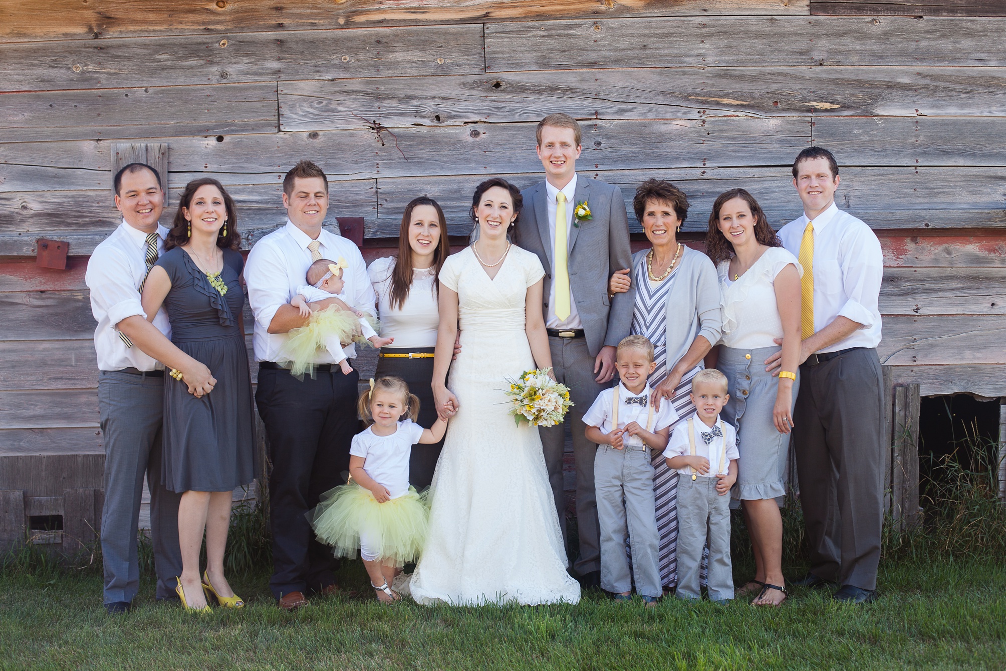 Nathan and Tannis' Cardston yellow and grey springtime Cardston temple wedding, by Kinsey Holt Photography