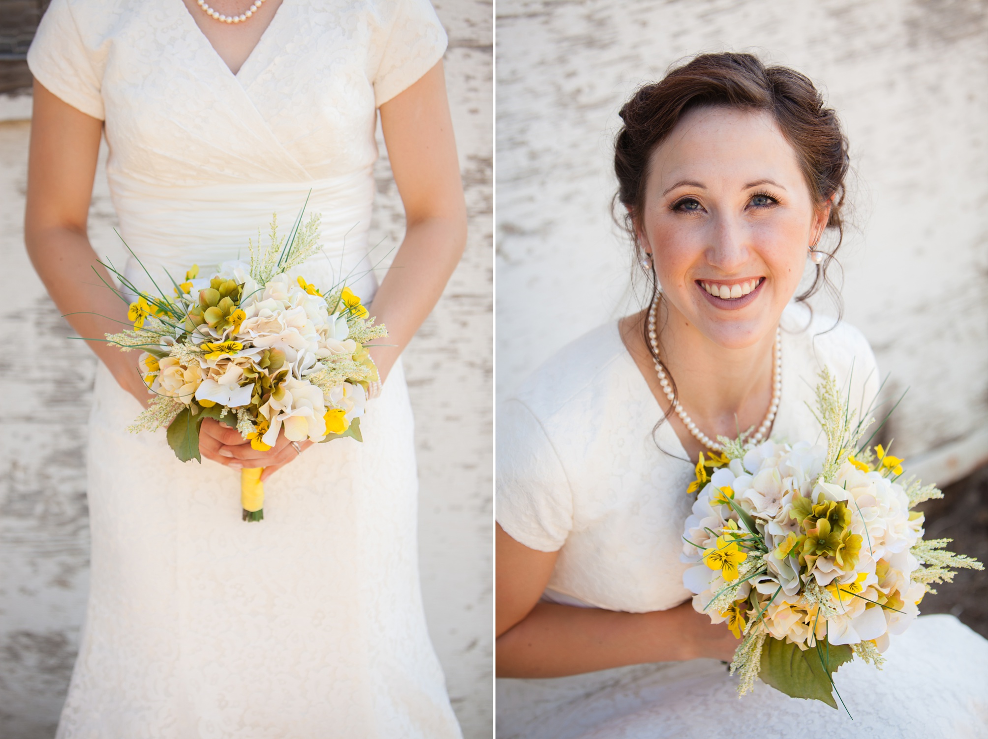 Nathan and Tannis' Cardston yellow and grey springtime Cardston temple wedding, by Kinsey Holt Photography