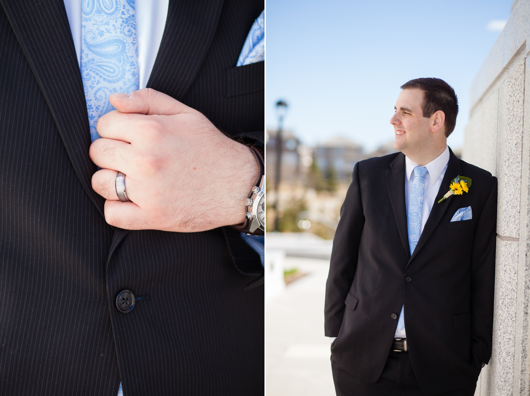 Calgary Temple wedding, yellow and blue, Kinsey Holt Photography