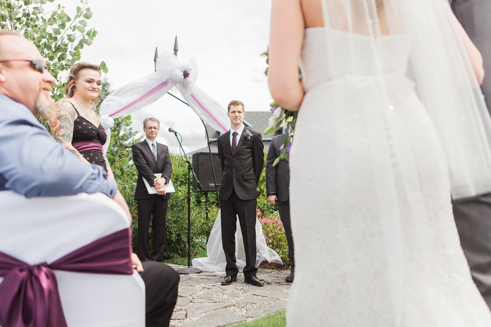 Purple and white Raymond Backyard Wedding by Kinsey Holt Photography