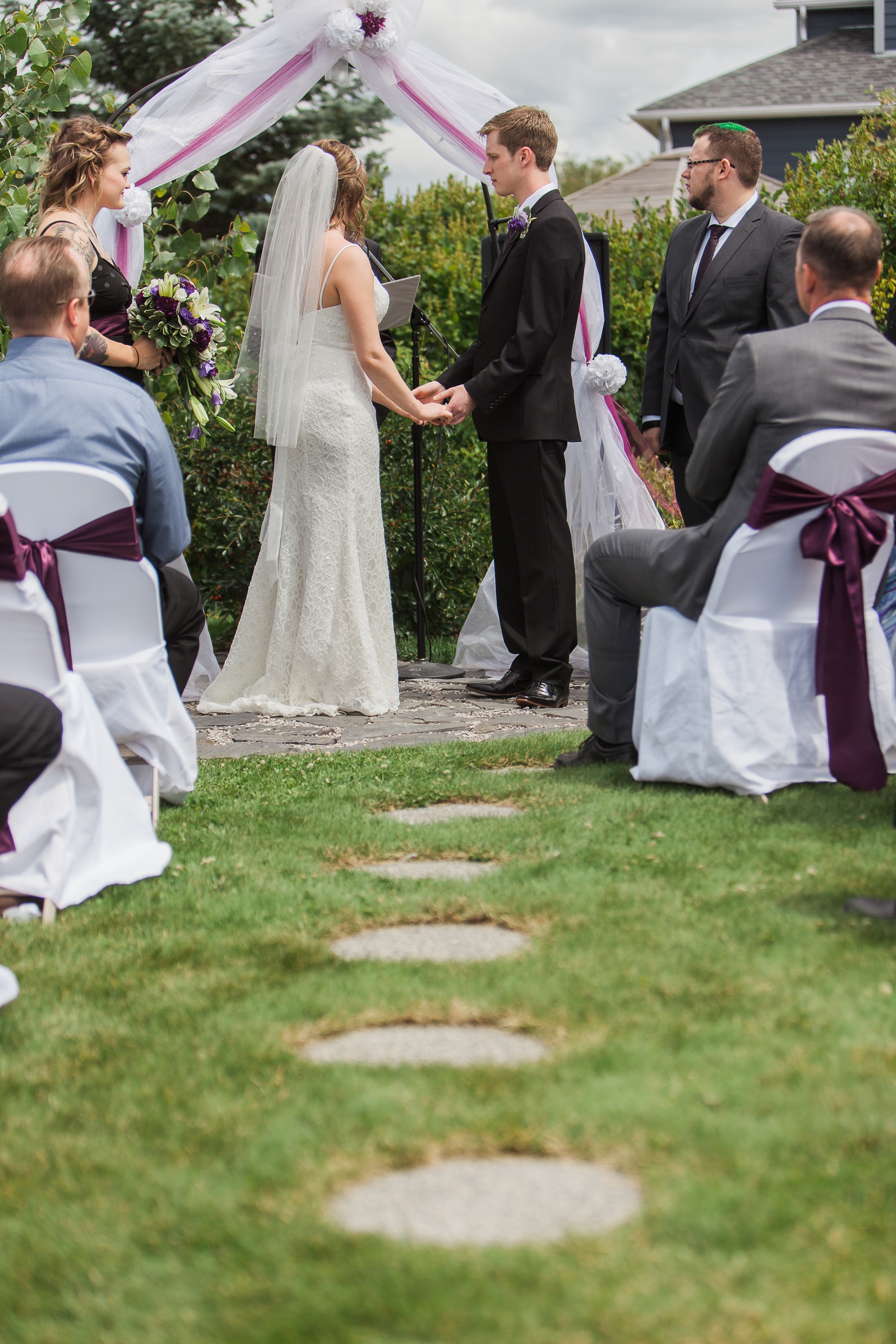 Purple and white Raymond Backyard Wedding by Kinsey Holt Photography