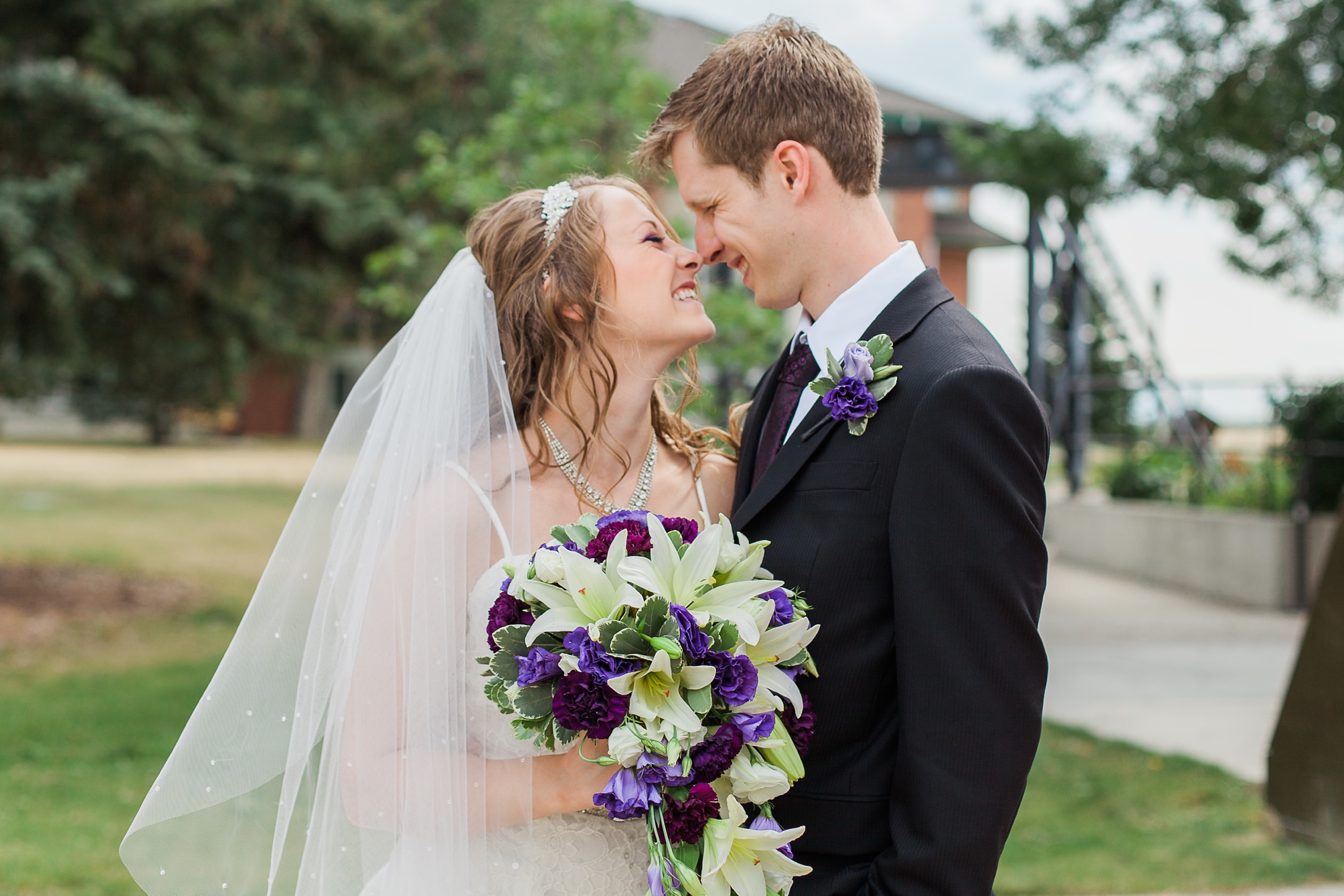 Purple and white Raymond Backyard Wedding by Kinsey Holt Photography