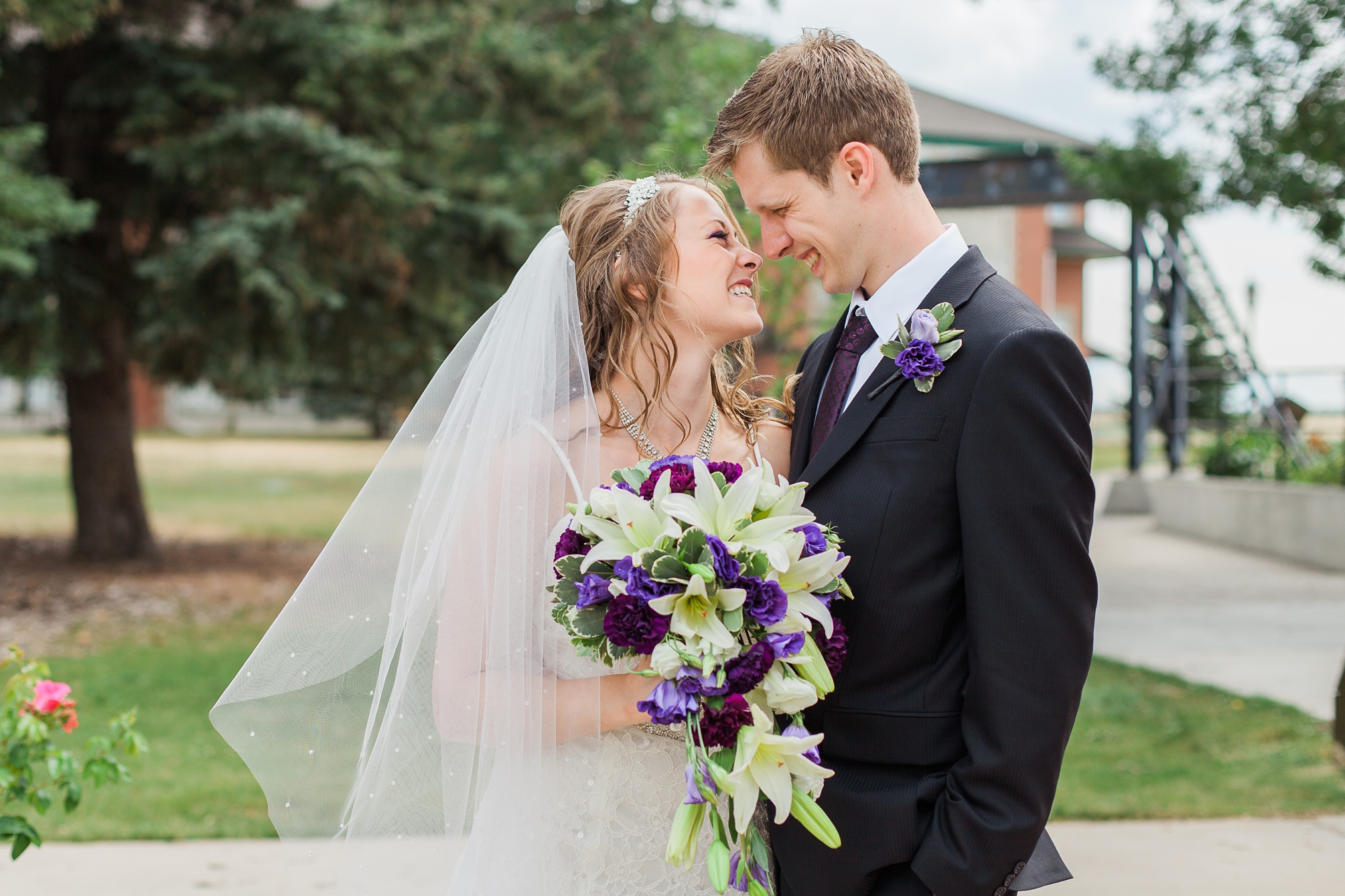 Purple and white Raymond Backyard Wedding by Kinsey Holt Photography