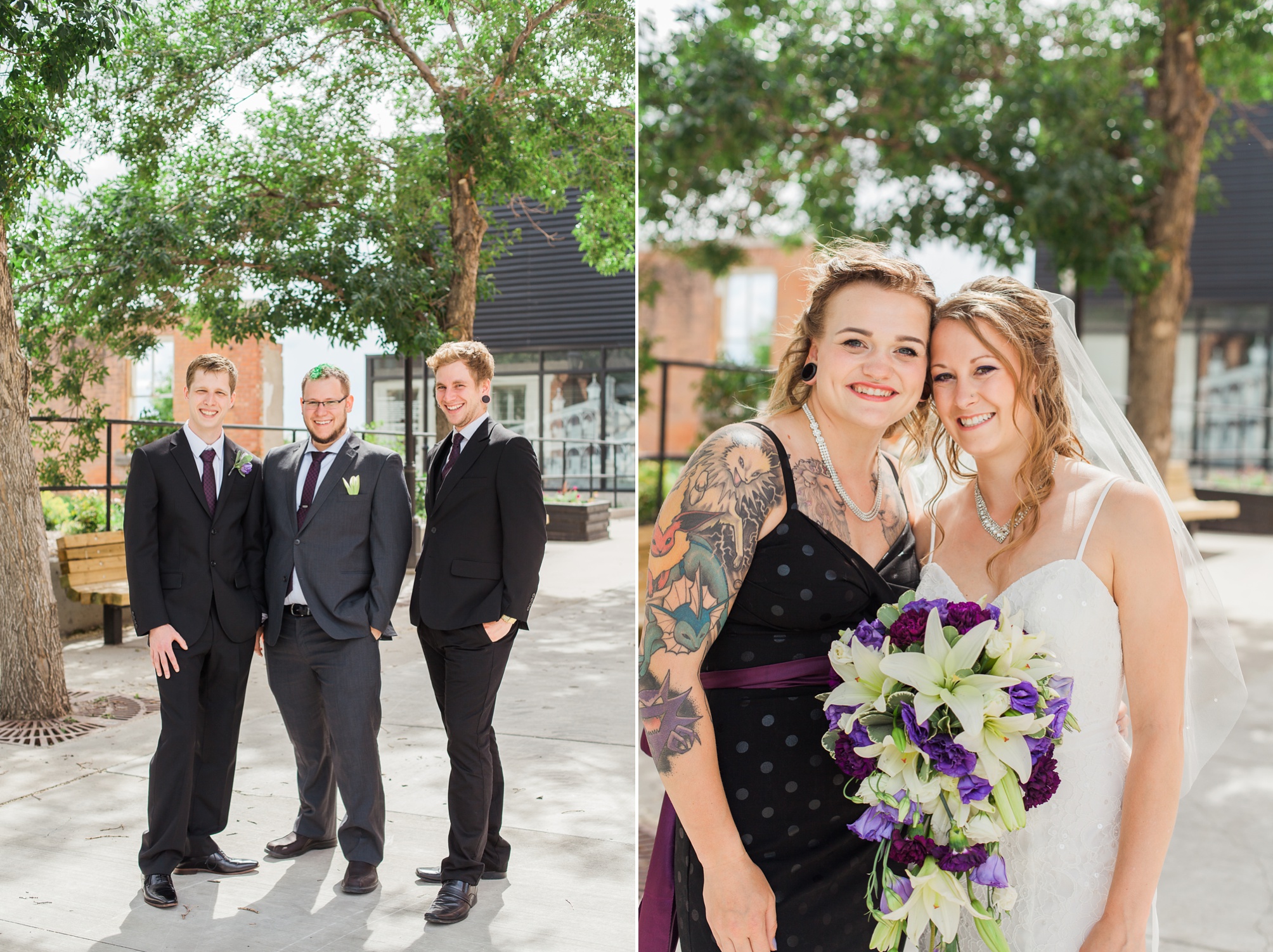 Galt Museum Bridal Portraits of this Purple and white Raymond Backyard Wedding by Kinsey Holt Photography
