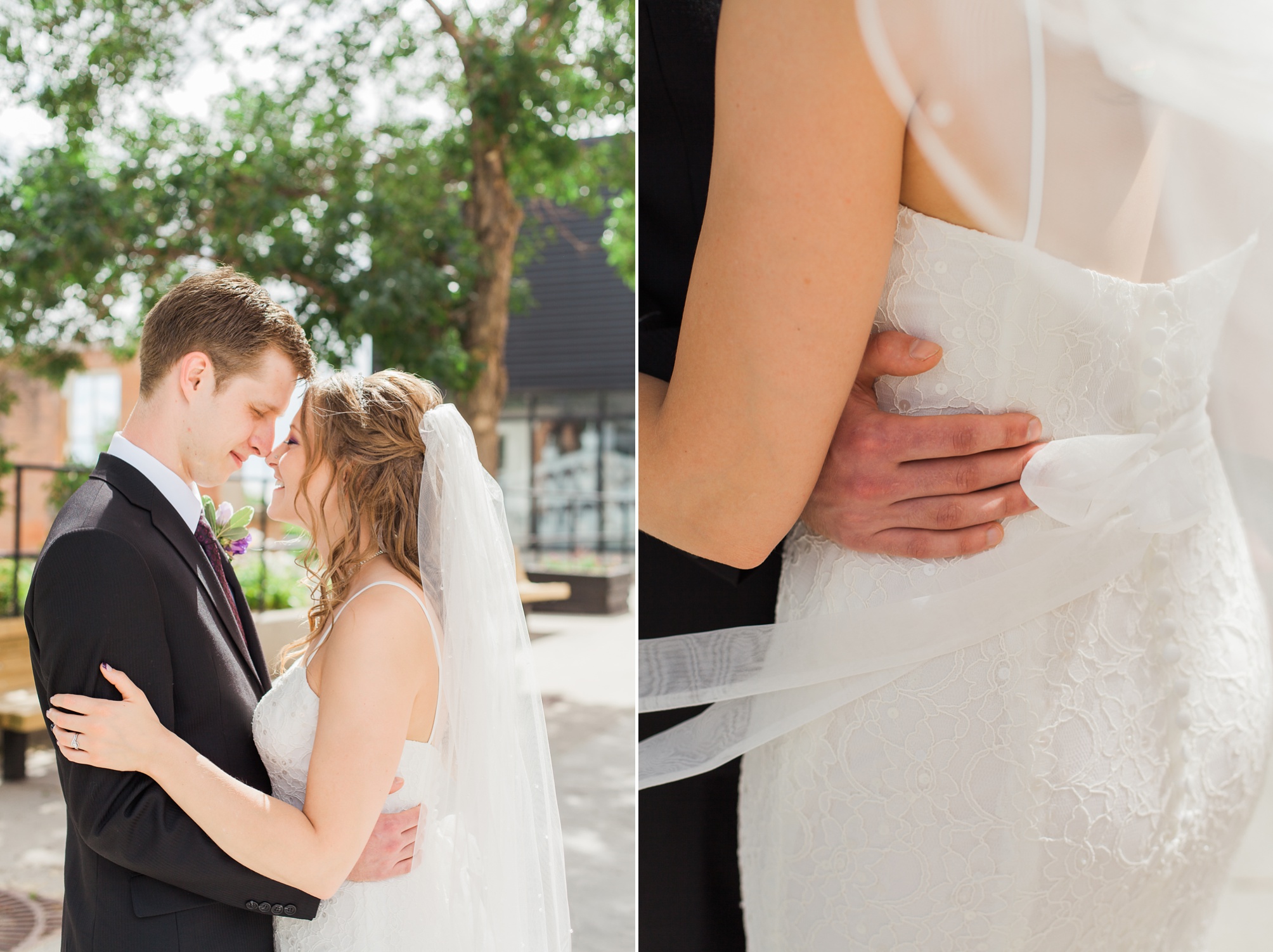 Galt Museum Bridal Portraits of this Purple and white Raymond Backyard Wedding by Kinsey Holt Photography