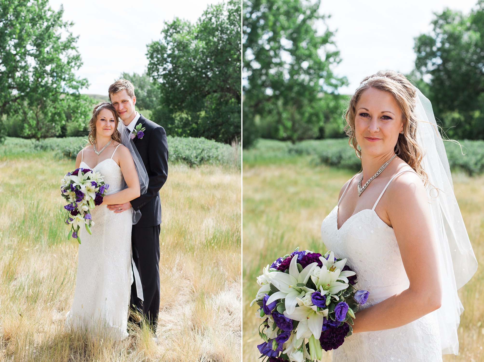 Lethbridge Bridal Portraits of this Purple and white Raymond Backyard Wedding by Kinsey Holt Photography