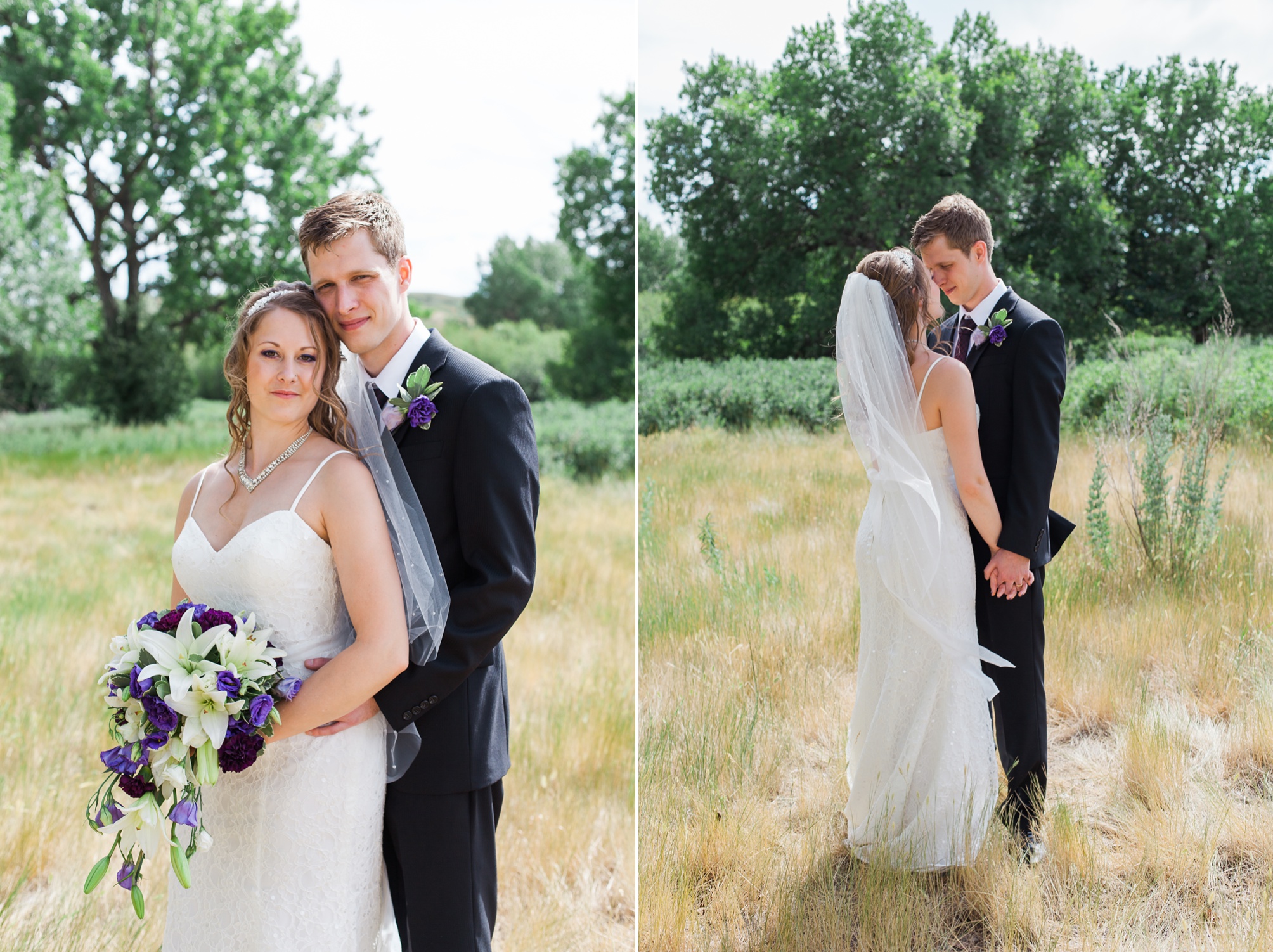 Lethbridge Bridal Portraits of this Purple and white Raymond Backyard Wedding by Kinsey Holt Photography