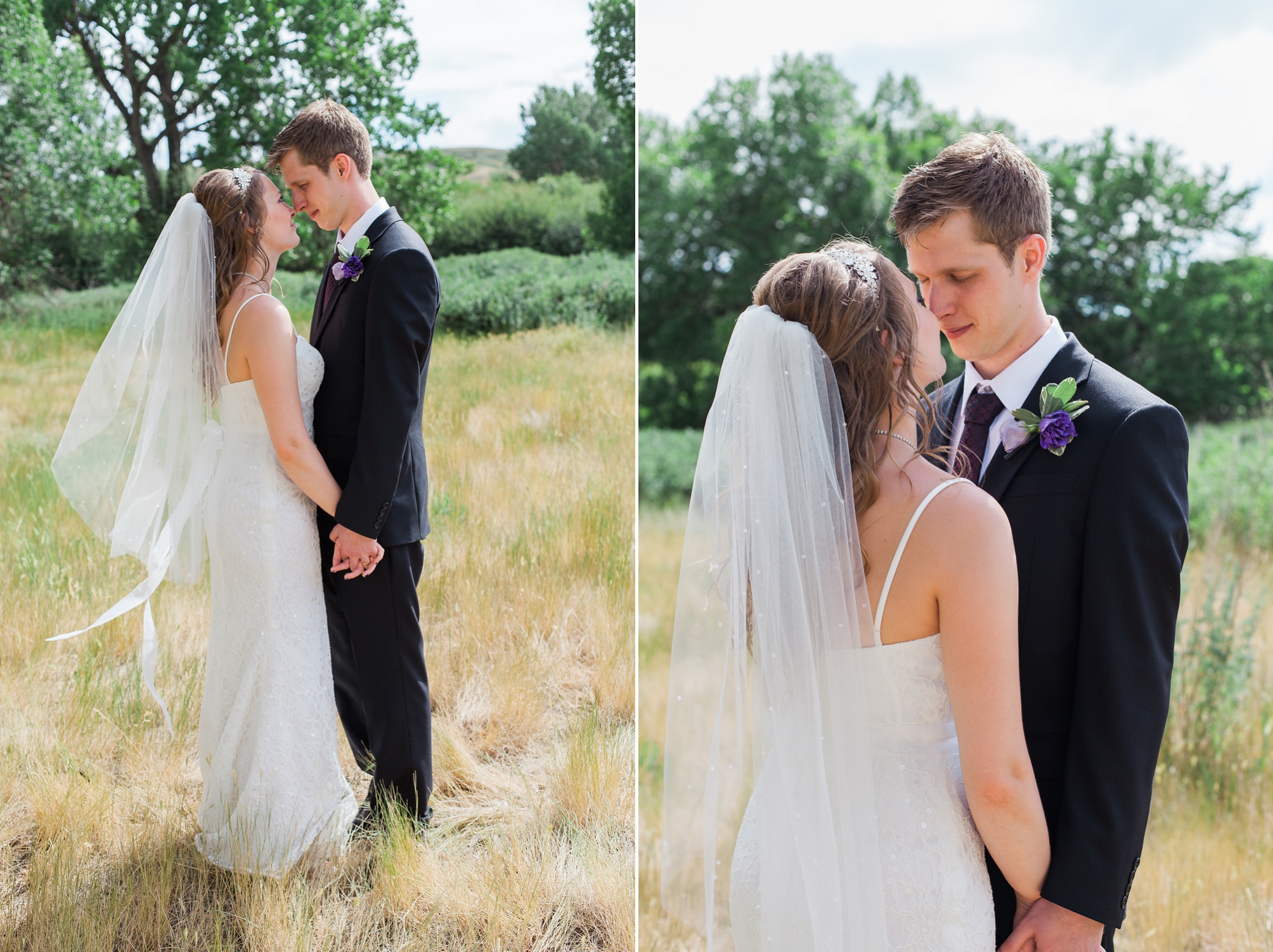 Lethbridge Bridal Portraits of this Purple and white Raymond Backyard Wedding by Kinsey Holt Photography