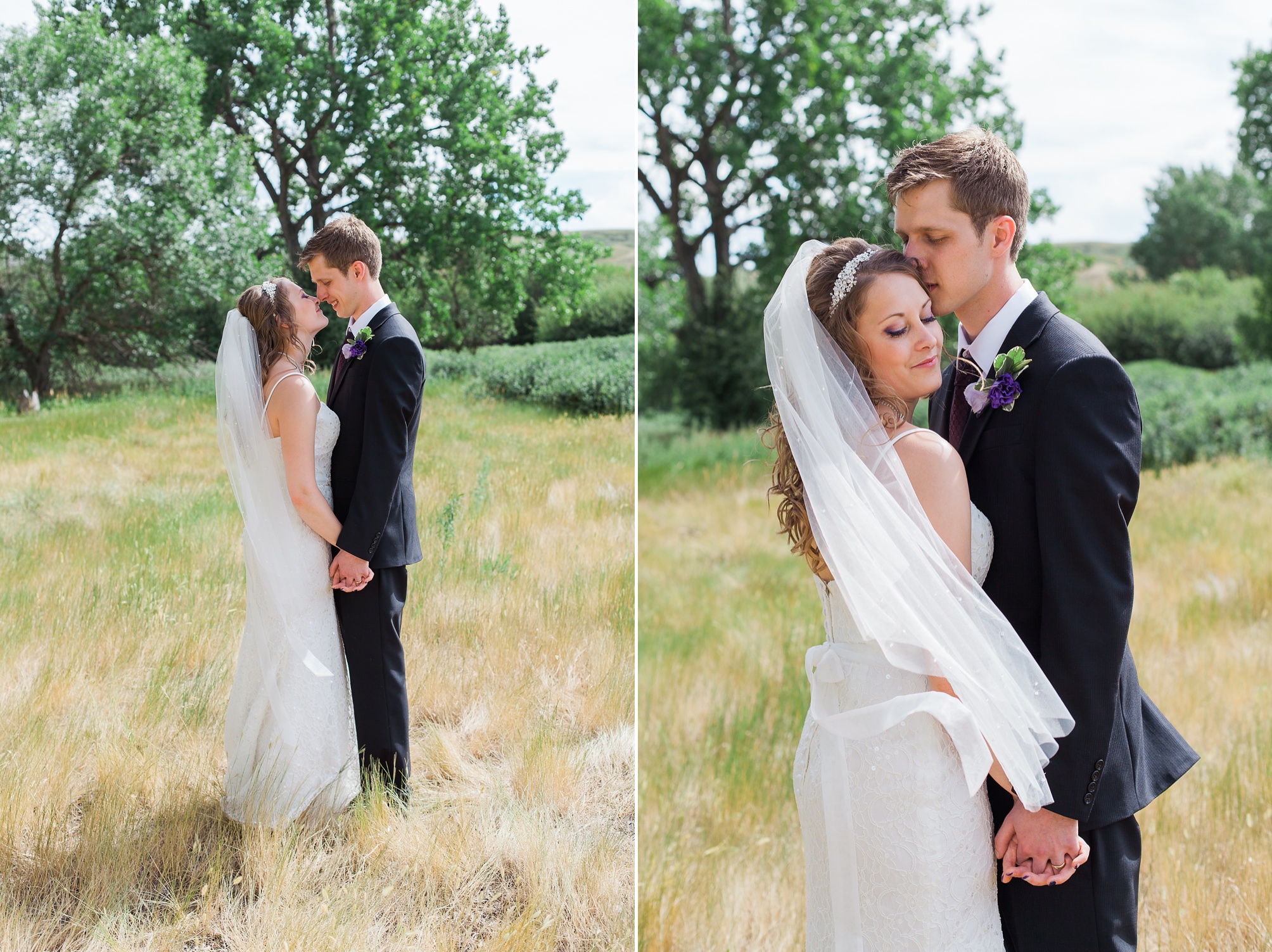 Lethbridge Bridal Portraits of this Purple and white Raymond Backyard Wedding by Kinsey Holt Photography