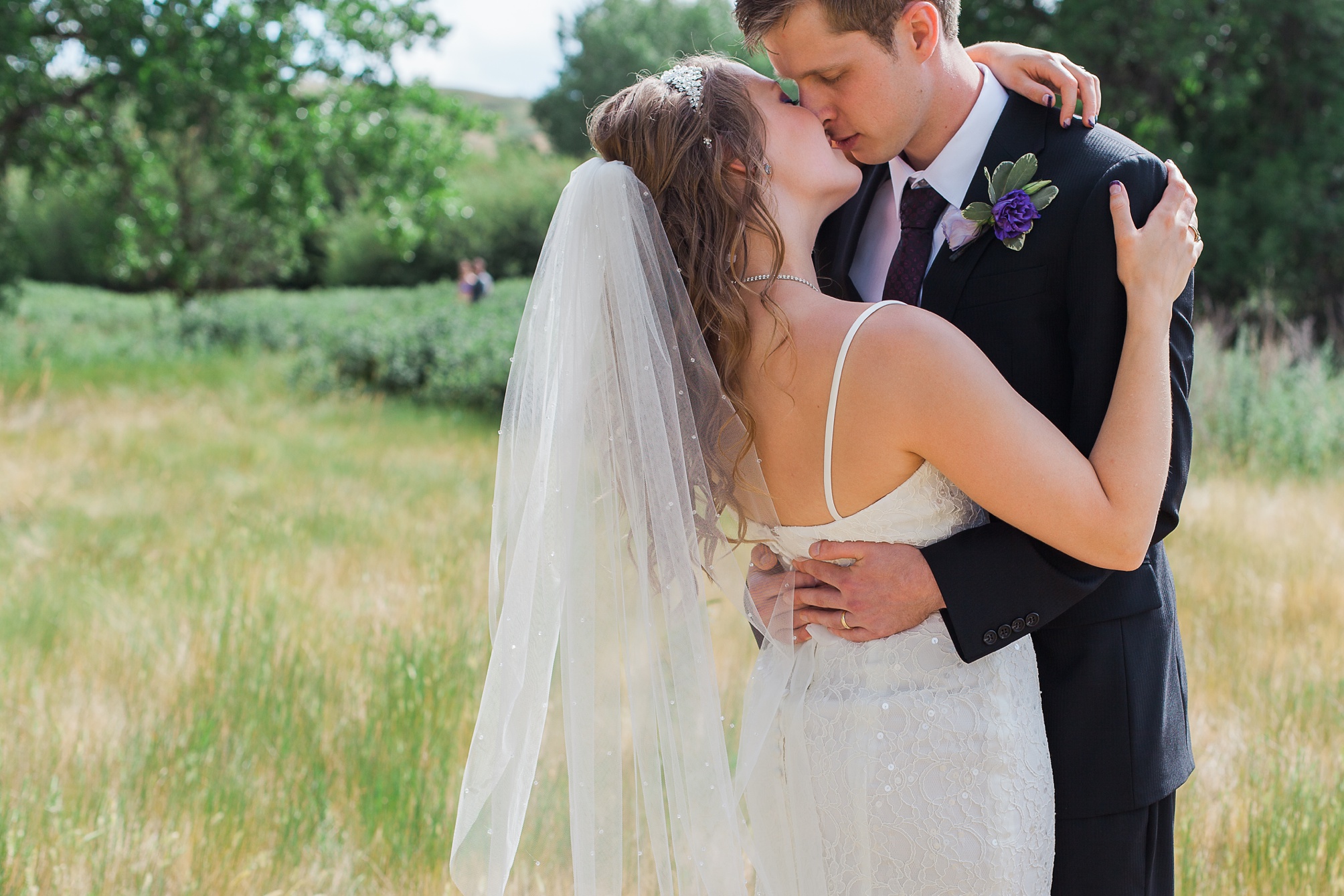 Lethbridge Bridal Portraits of this Purple and white Raymond Backyard Wedding by Kinsey Holt Photography