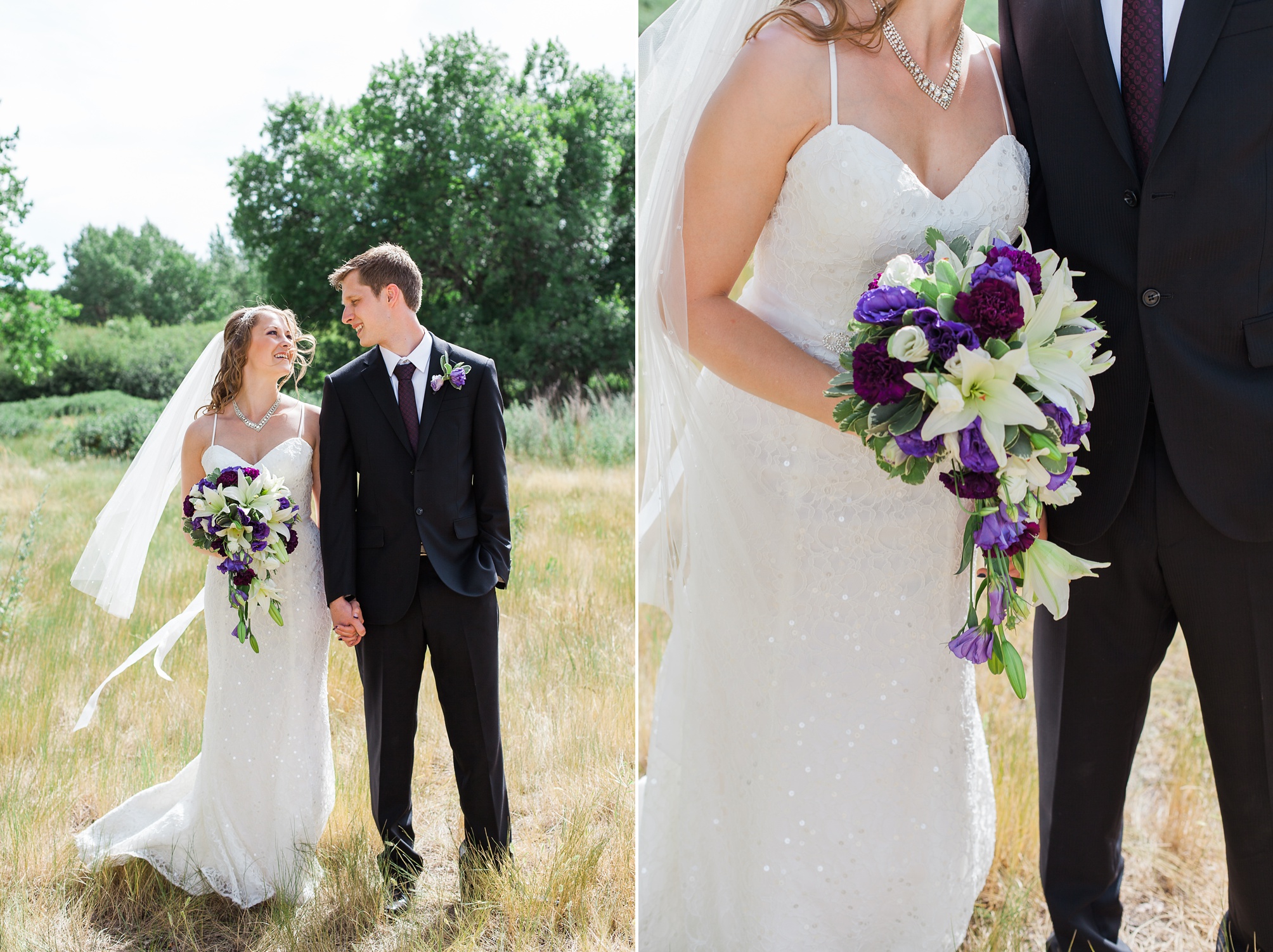 Lethbridge Bridal Portraits of this Purple and white Raymond Backyard Wedding by Kinsey Holt Photography