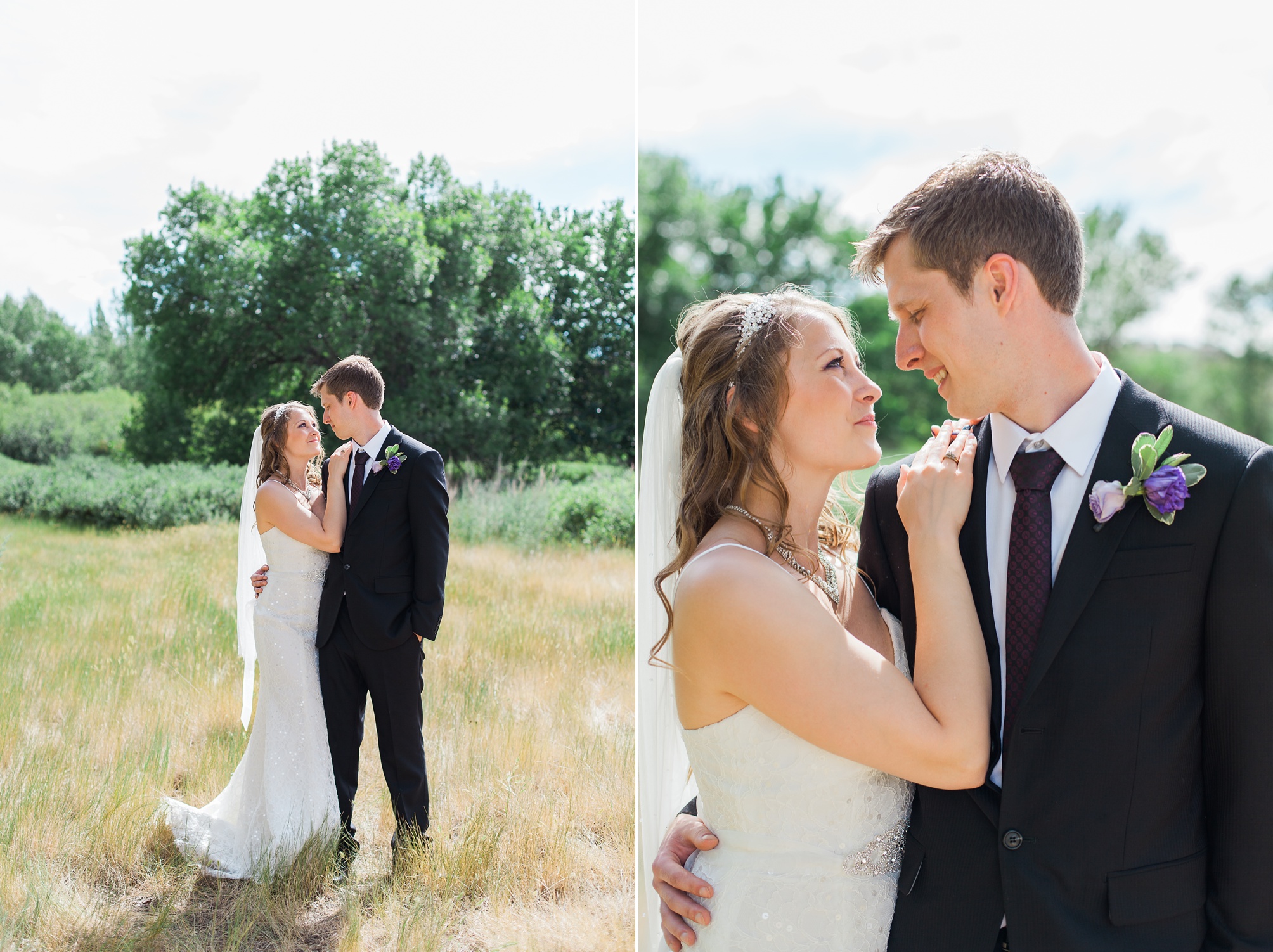Lethbridge Bridal Portraits of this Purple and white Raymond Backyard Wedding by Kinsey Holt Photography