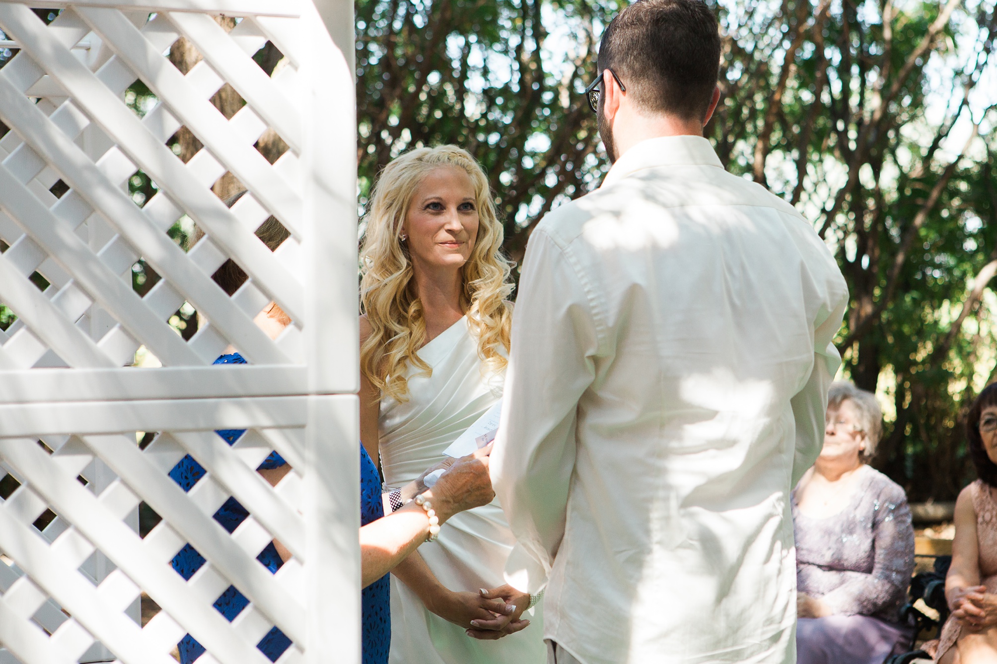 Casual pink and white backyard wedding 