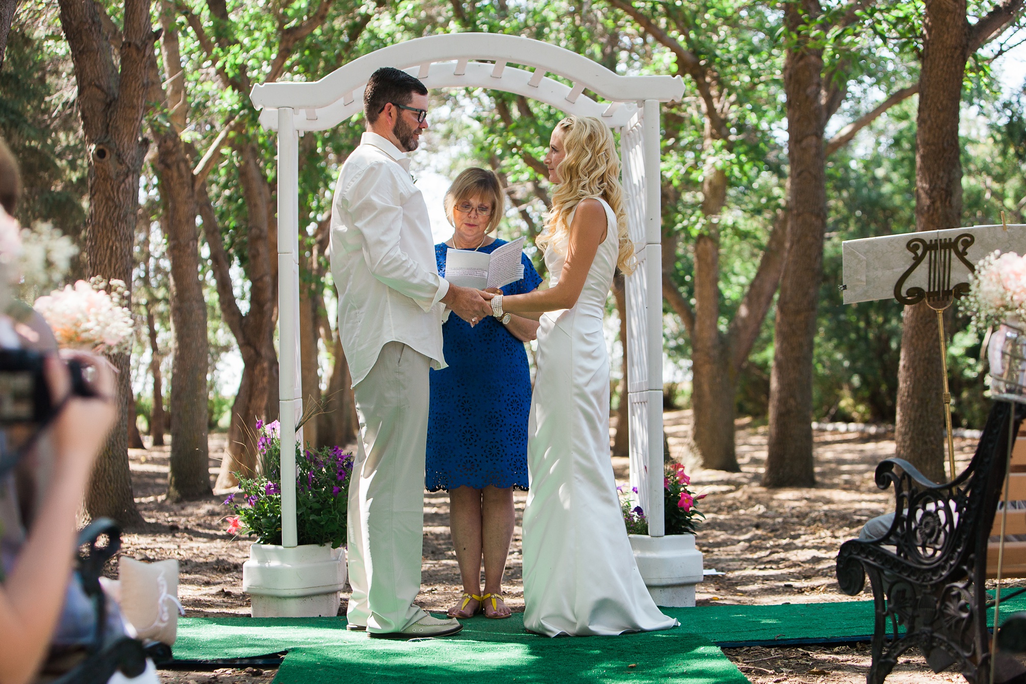 Casual pink and white backyard wedding 