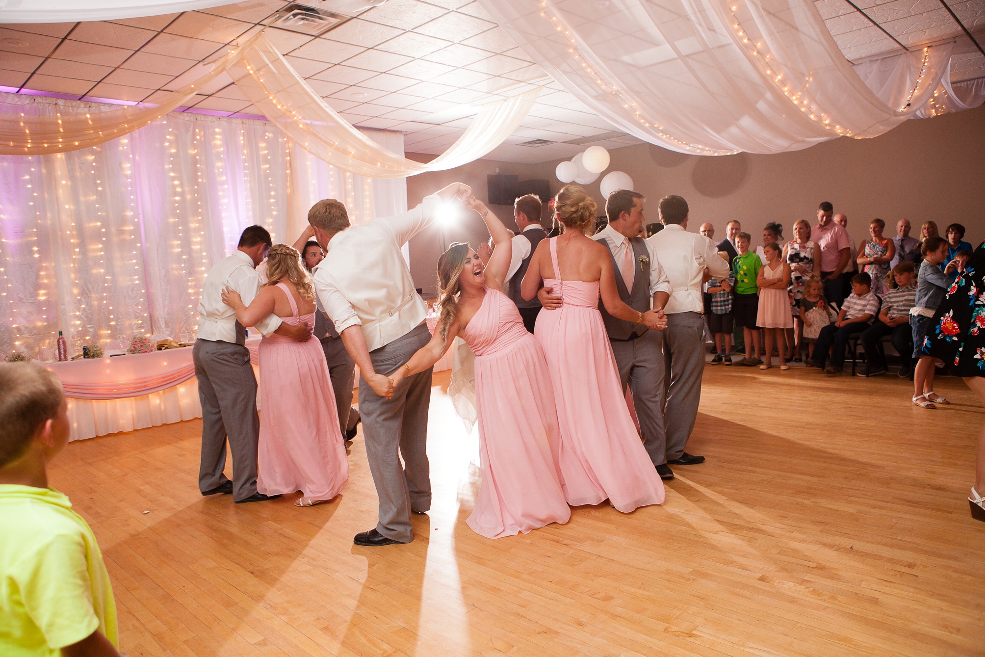 Theron and Tammy's pink gold and cream rustic glam wedding reception