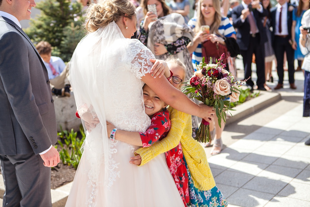 Blush pink lace wedding dress. Spring Cardston Temple wedding by Kinsey Holt Photography. Southern Alberta wedding photographer. 