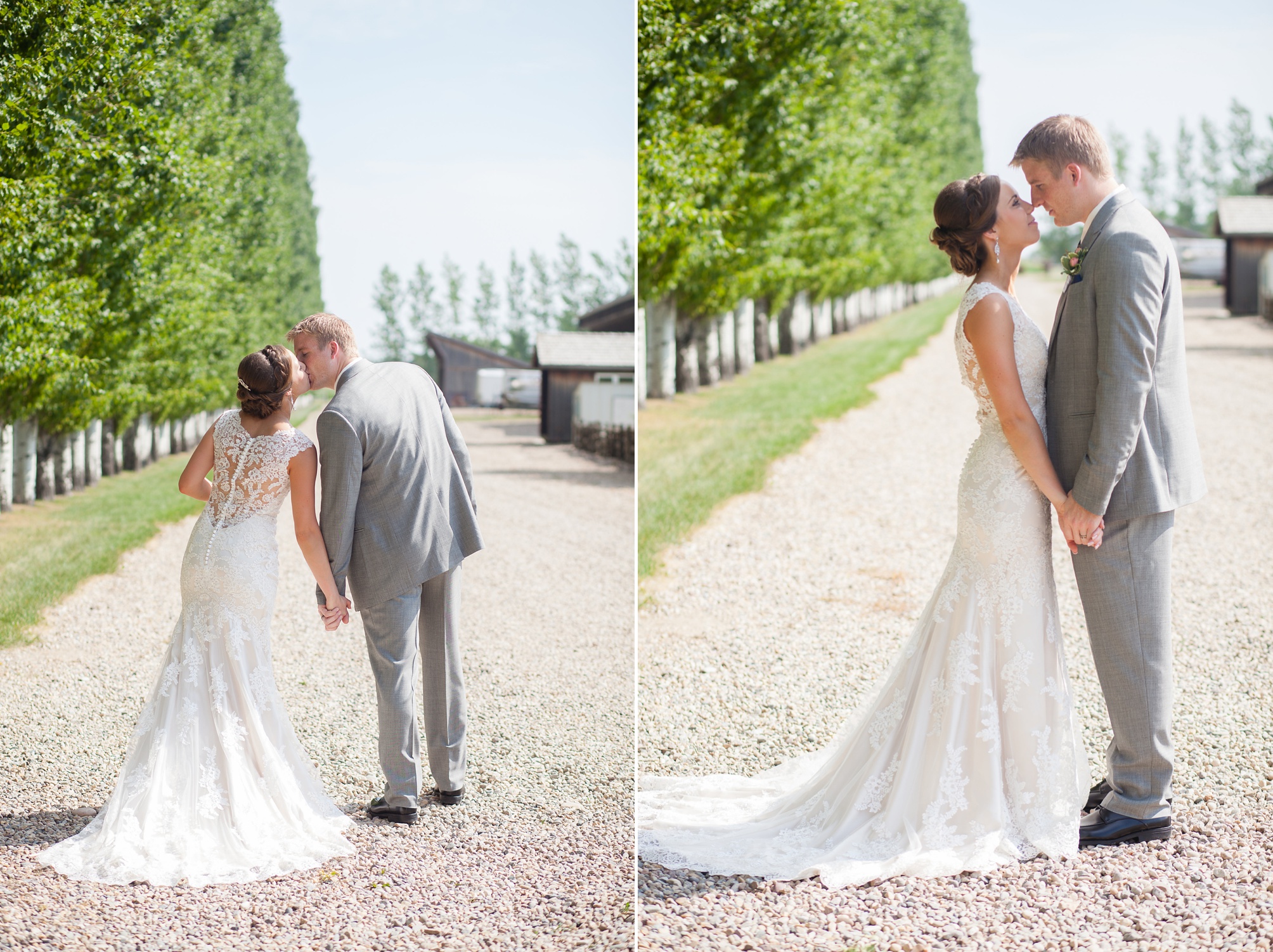 Ben and Lachelle's classy blush pink and navy blue outdoor summer wedding at Val Halla in Taber
