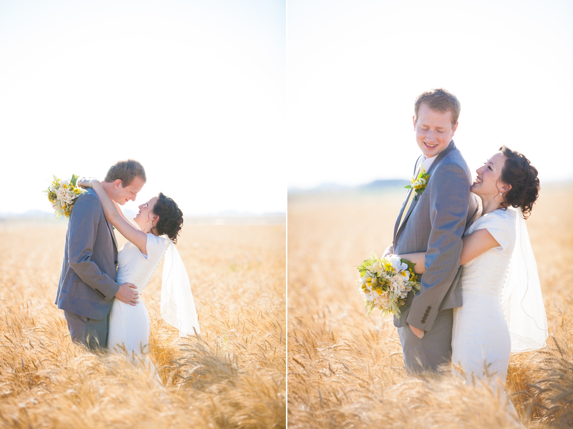 Nathan and Tannis' Cardston yellow and grey springtime Cardston temple wedding, by Kinsey Holt Photography