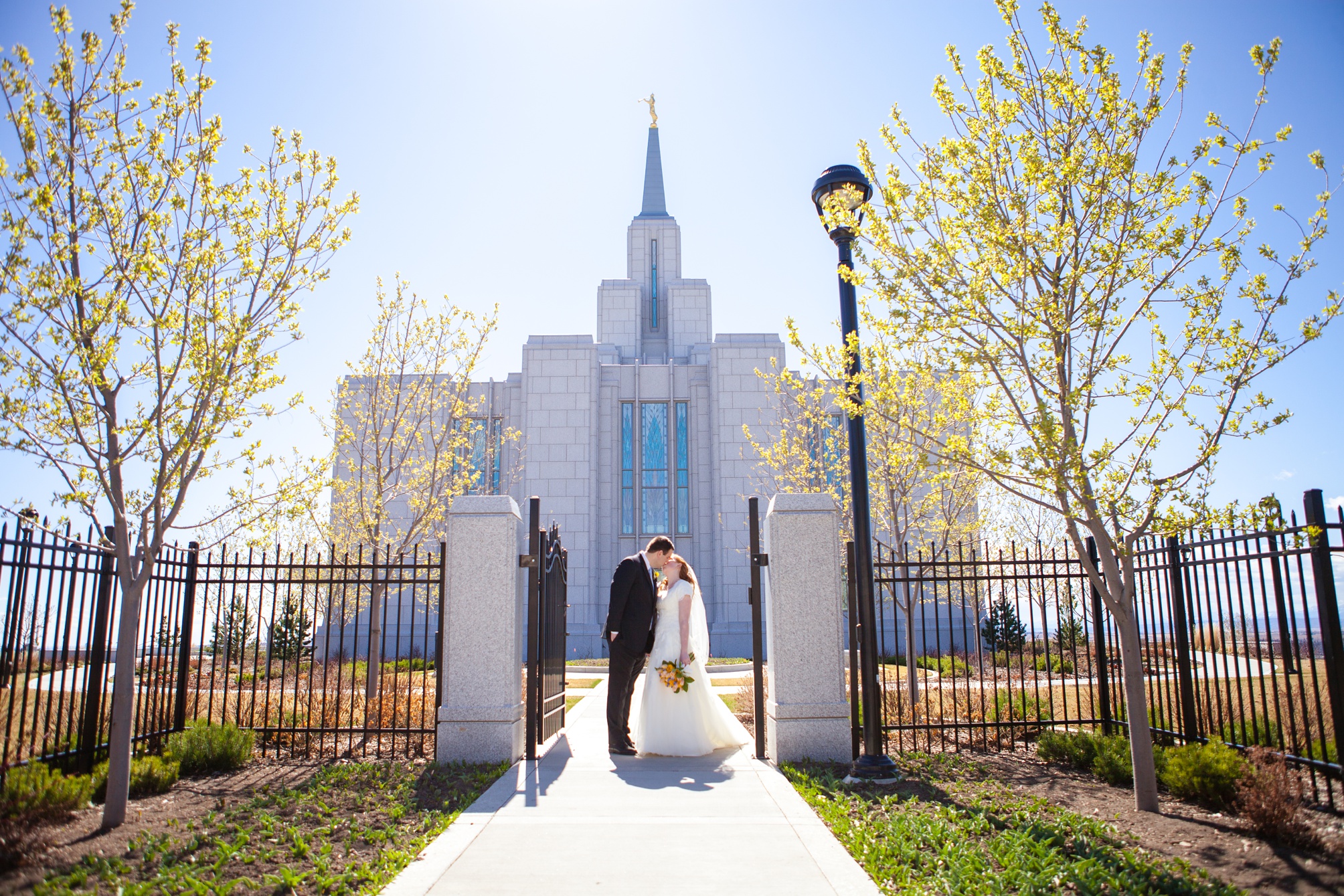 Calgary Temple wedding, yellow and blue, Kinsey Holt Photography