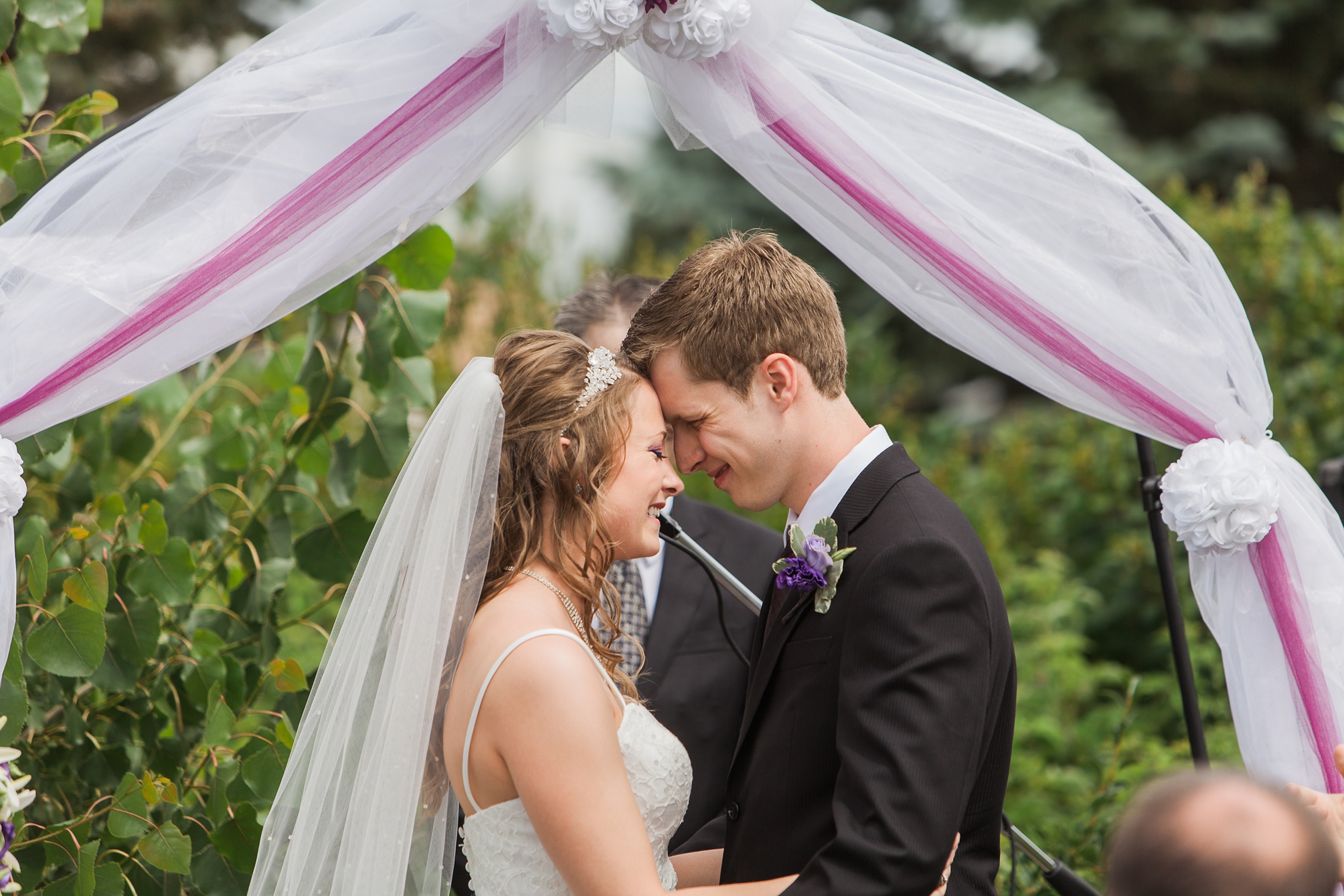 Purple and white Raymond Backyard Wedding by Kinsey Holt Photography