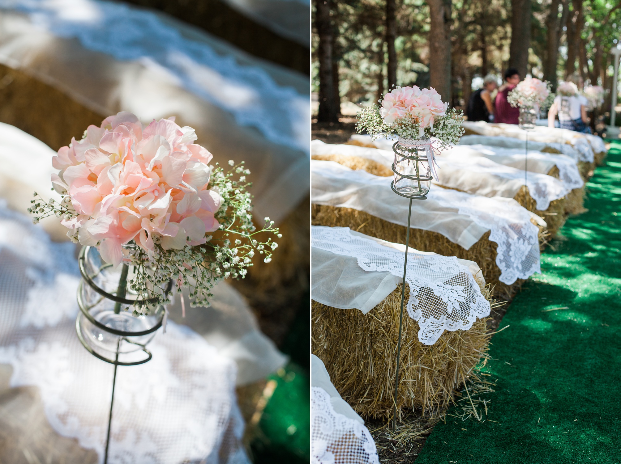 Casual pink and white backyard wedding 