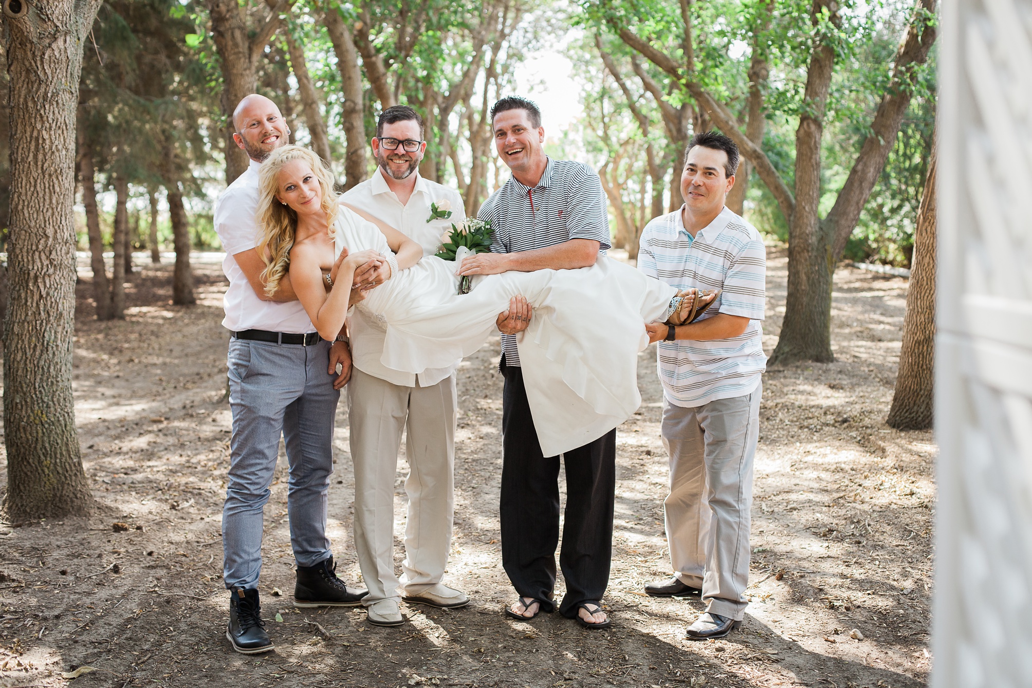 Casual pink and white backyard wedding 