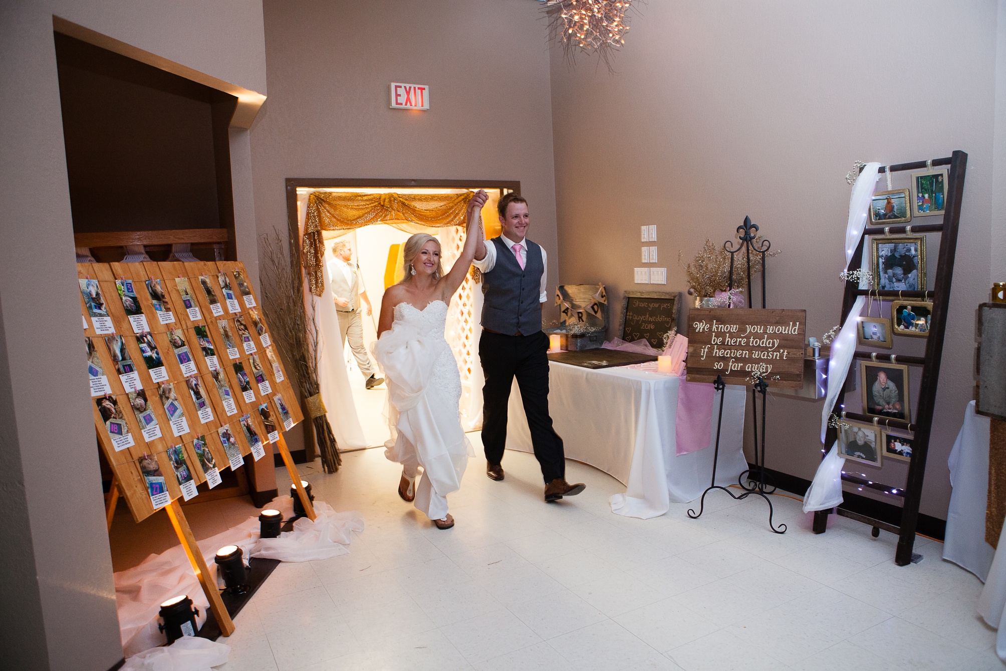 Theron and Tammy's pink gold and cream rustic glam reception