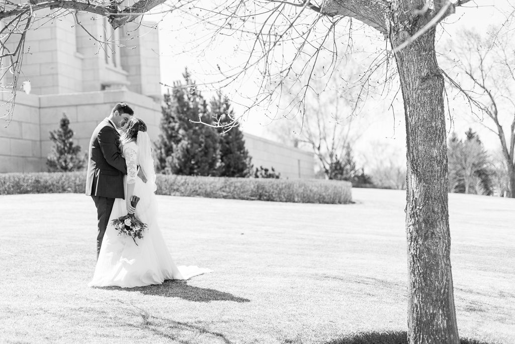 Kyle and Kiersta's spring wedding at the Cardston temple in Cardston Alberta. Southern Alberta wedding photographer Kinsey Holt Photography