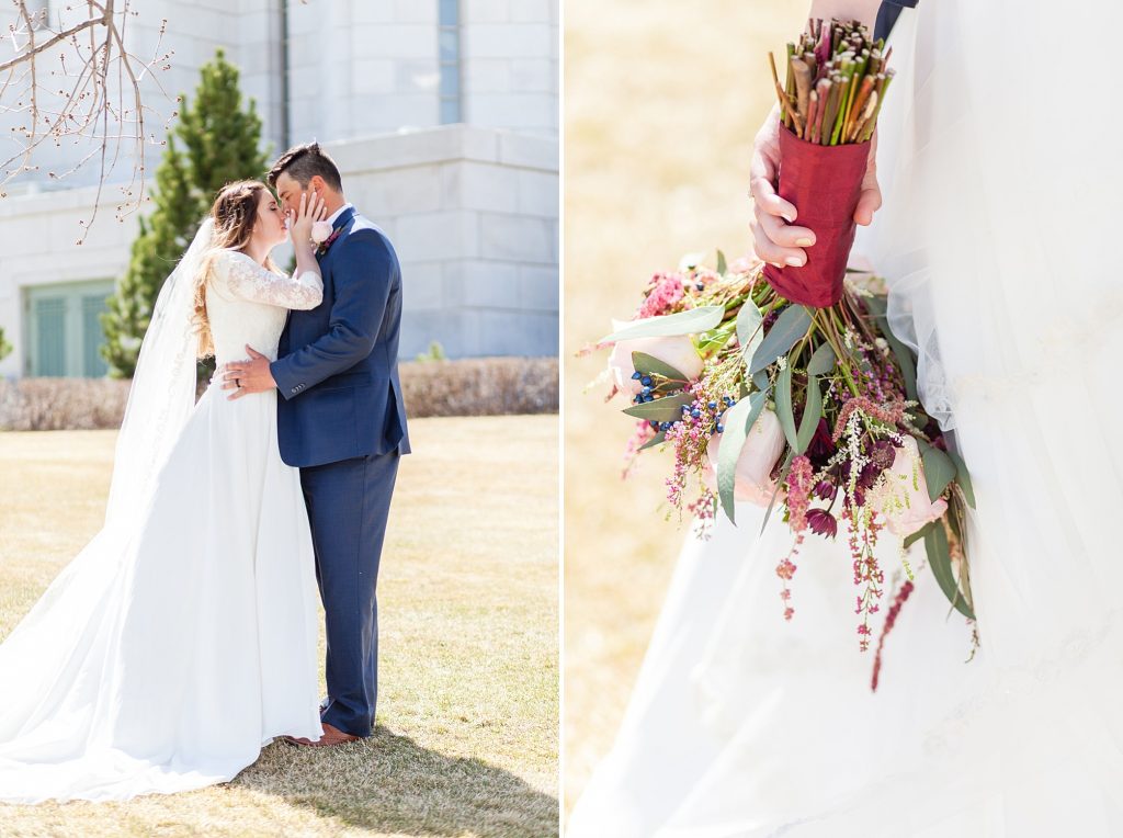 Kyle and Kiersta's spring wedding at the Cardston temple in Cardston Alberta. Southern Alberta wedding photographer Kinsey Holt Photography