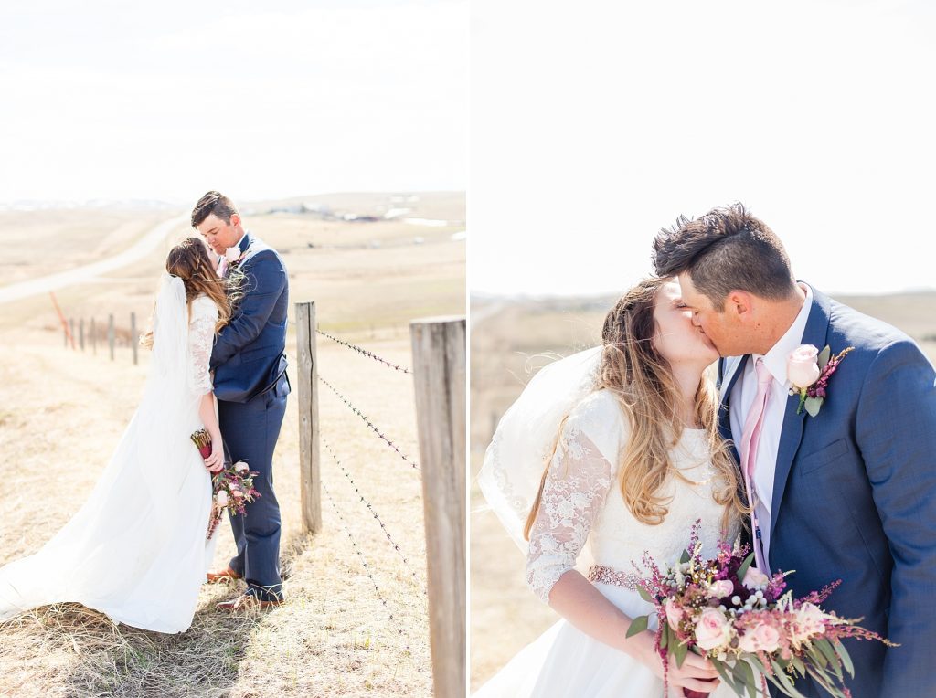 Kyle and Kiersta's spring wedding at the Cardston temple in Cardston Alberta. Southern Alberta wedding photographer Kinsey Holt Photography