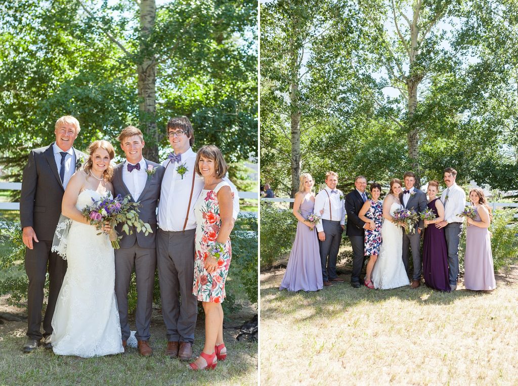 Outdoor farmyard ceremony vows Getting ready Southern Alberta wedding photographer Kinsey Holt