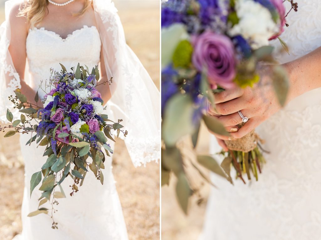 Pink and purple rose bouquet, DIY bouquet Lethbridge wedding photographer Kinsey Holt Photography