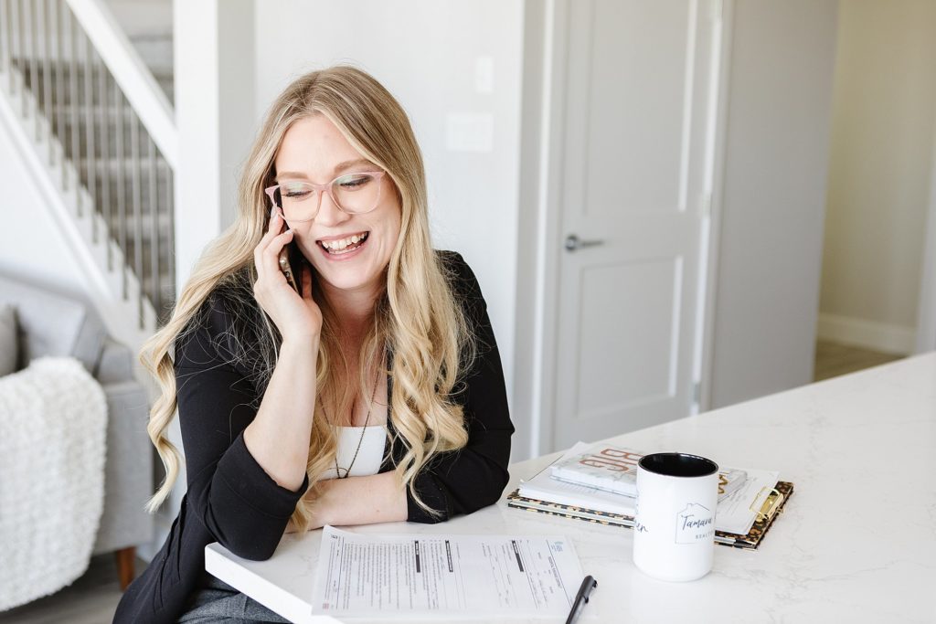 Realtor talking on her phone