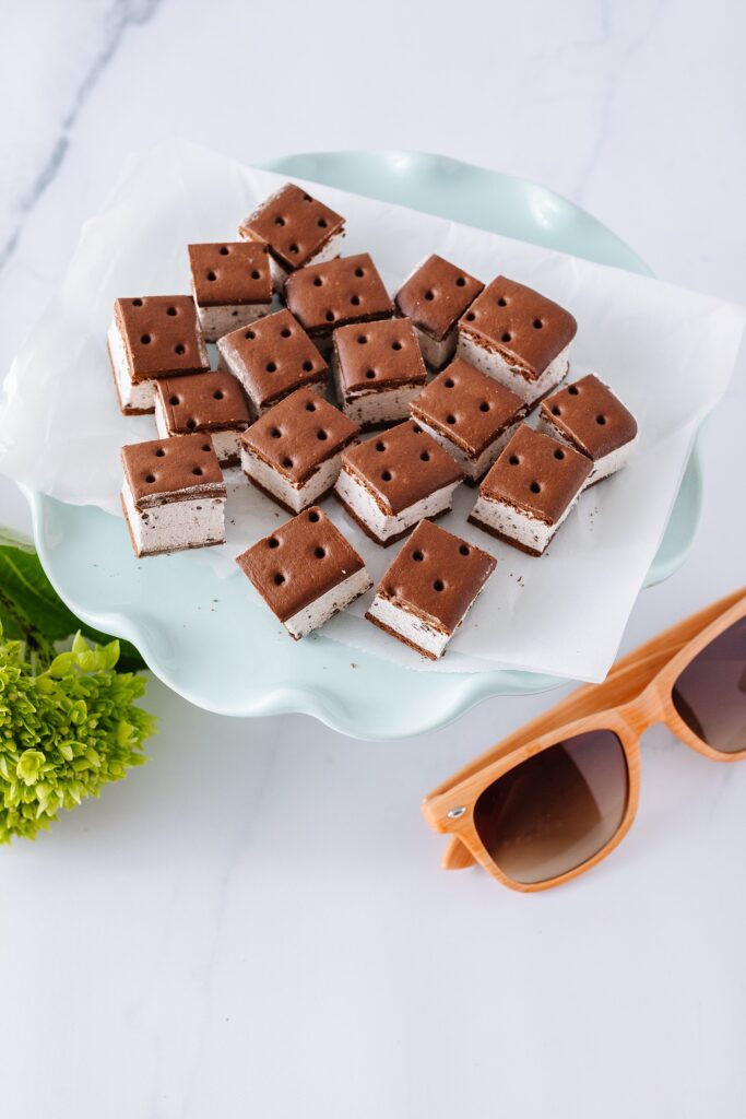 Freeze-dried ice cream sandwiches on a plate, styled and photographed by Kinsey Holt, Lethbridge food photographer